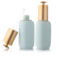 Green Porcelain Bottle with Metalized T-shaped Push-button Pipette Cap